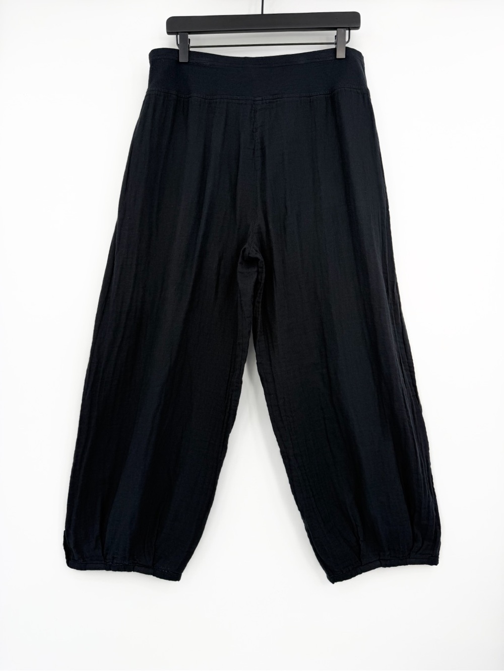 VTG KLEEN Cotton Gauze Cropped Pants Black L - Picture 8 of 9